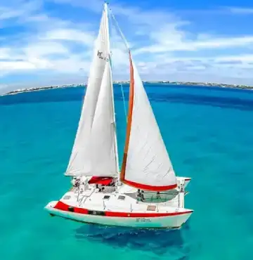 top view of catamaran aventuras